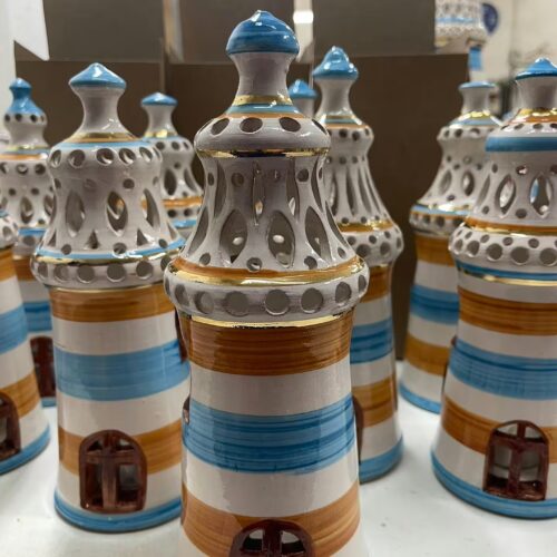 Faro porta candela - ceramica artigianale di Grottaglie